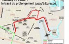 Tramway T2 à Bron, le tracé du prolongement jusqu'à Eurexpo