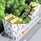 Petites maisons et terrasses en vis-à-vis élaborées par Stéphane Maupin, rue Rebière, à Paris (XVIIe). Petites maisons et terrasses en vis-à-vis élaborées par Stéphane Maupin, rue Rebière, à Paris (XVIIe).