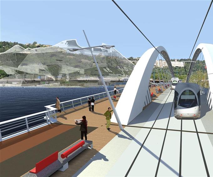 Le futur Pont Raymond Barre - Lyon - Pour relier La Confluence et Gerland