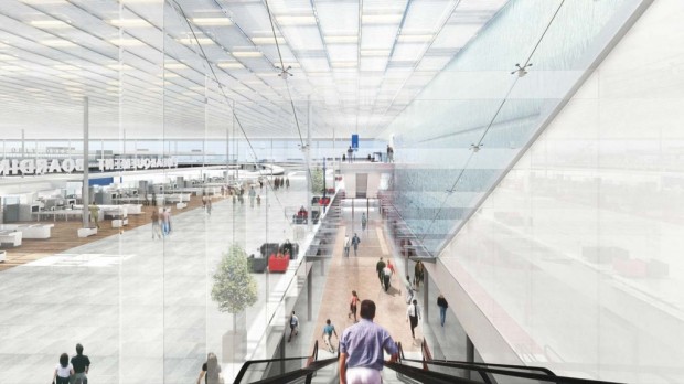 Vue intérieure du nouveau bâtiment de liaison.