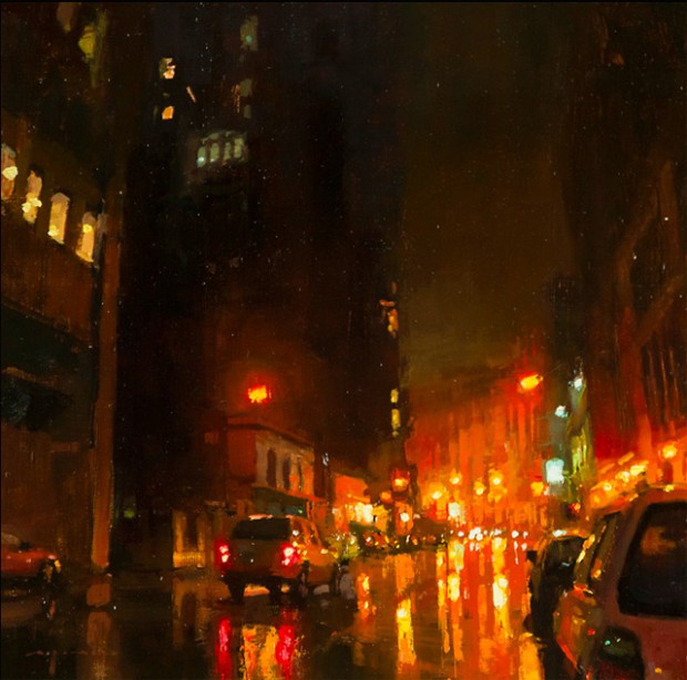 "Nocturne #7" - Oil on Panel - 12 x 12 inches - The John Pence Gallery