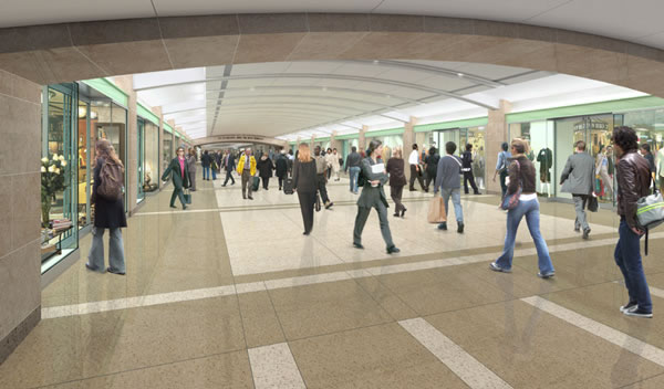 Passage souterrain et boutiques