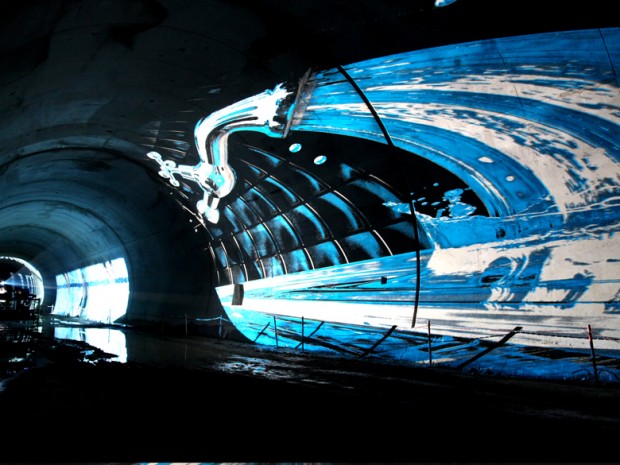 Aperçu des illuminations du tunnel modes doux de la Croix-Rousse