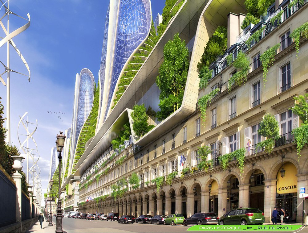 Mountain Towers - Rue de Rivoli - Paris Smart City 2050 - © Vincent Callebaut
